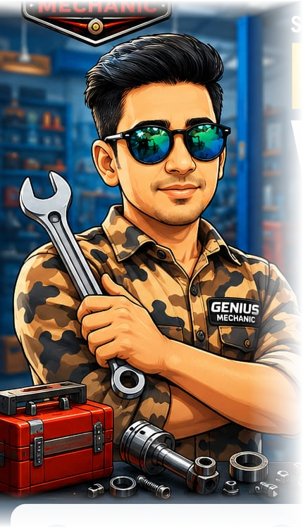 Genius Mechanic professional holding a wrench